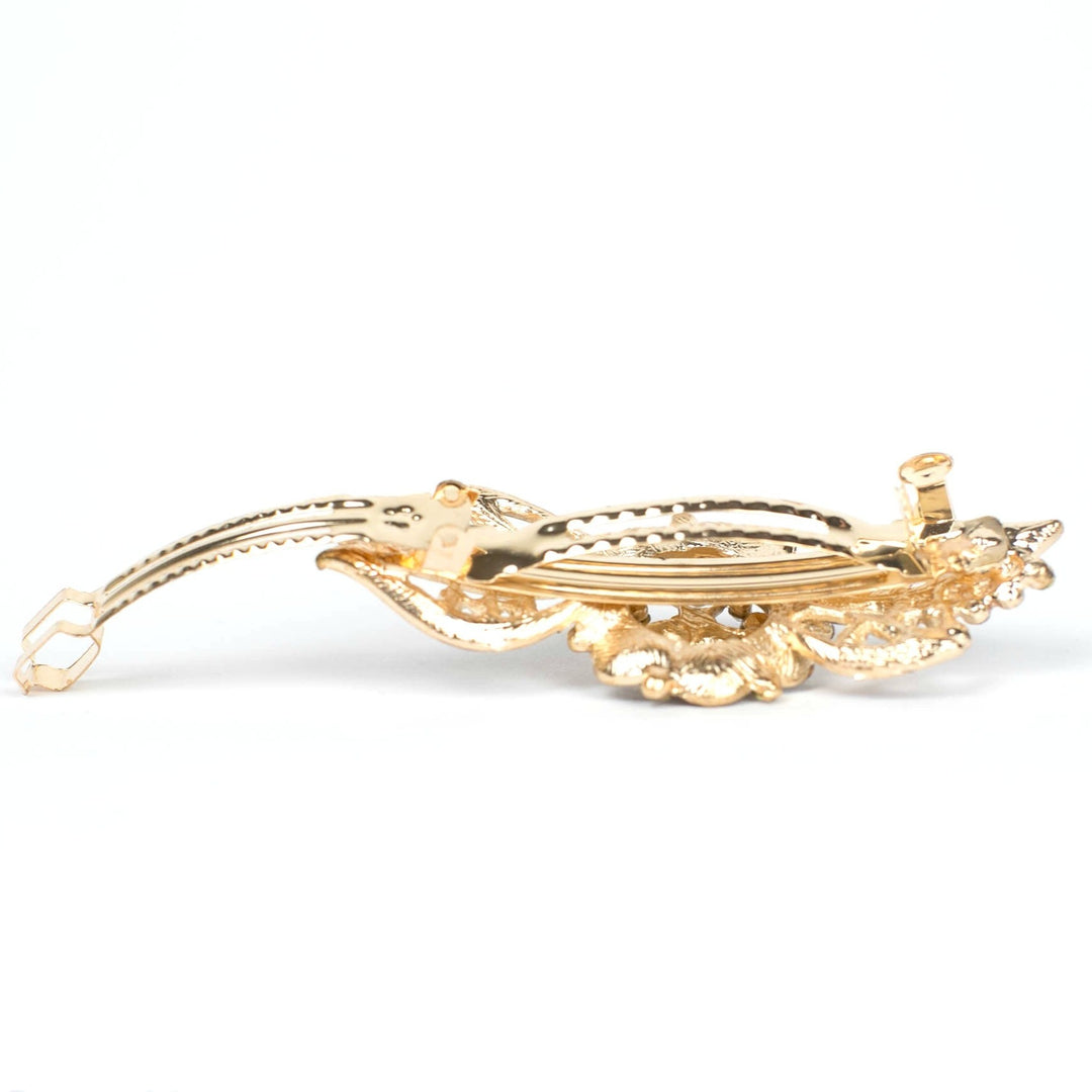 flower hair clip in gold clasp open