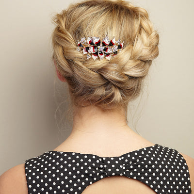 flower hair clip vintage updo wedding guest