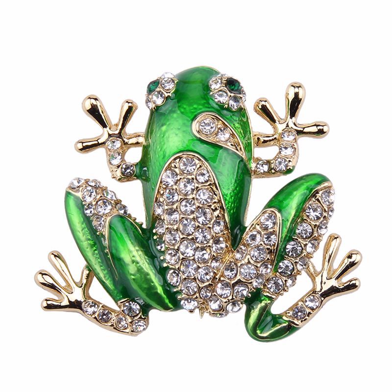 frog brooch with crystal