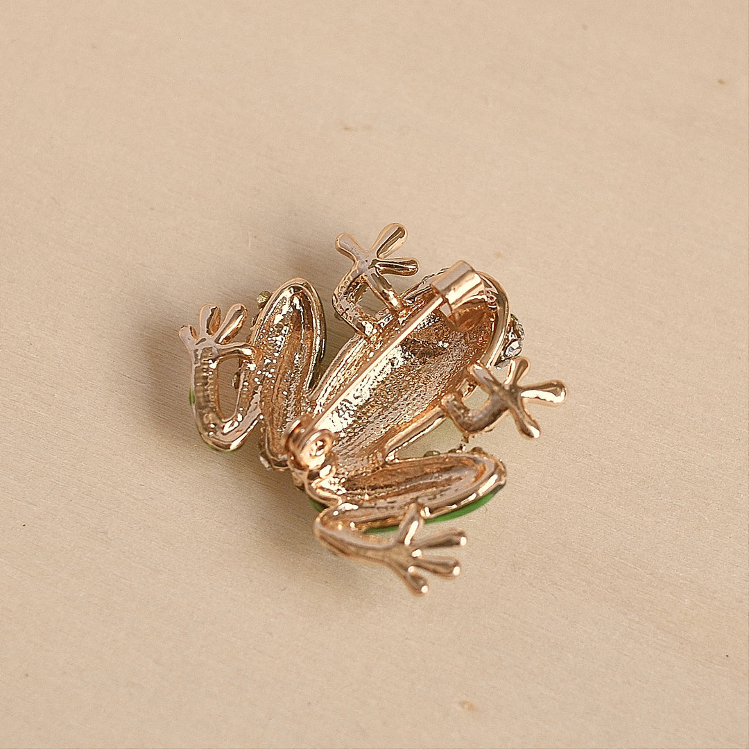 frog brooch in gold back