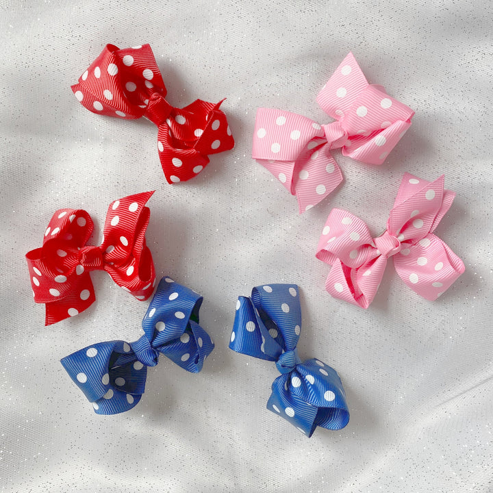 girls hair bows alligator clips with polka dots