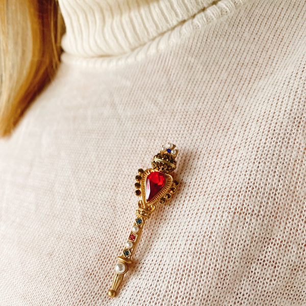 Gold Crown Brooch Lapel Pin in Red Gold Brooch QueenMee