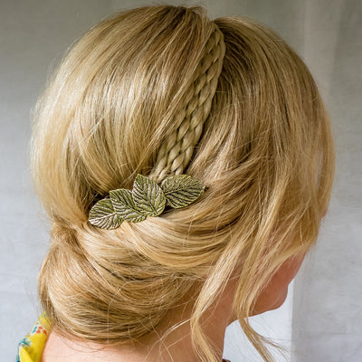 gold hair clip leaf boho hair