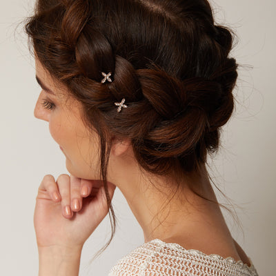 gold hair slides with diamante for bridal hair