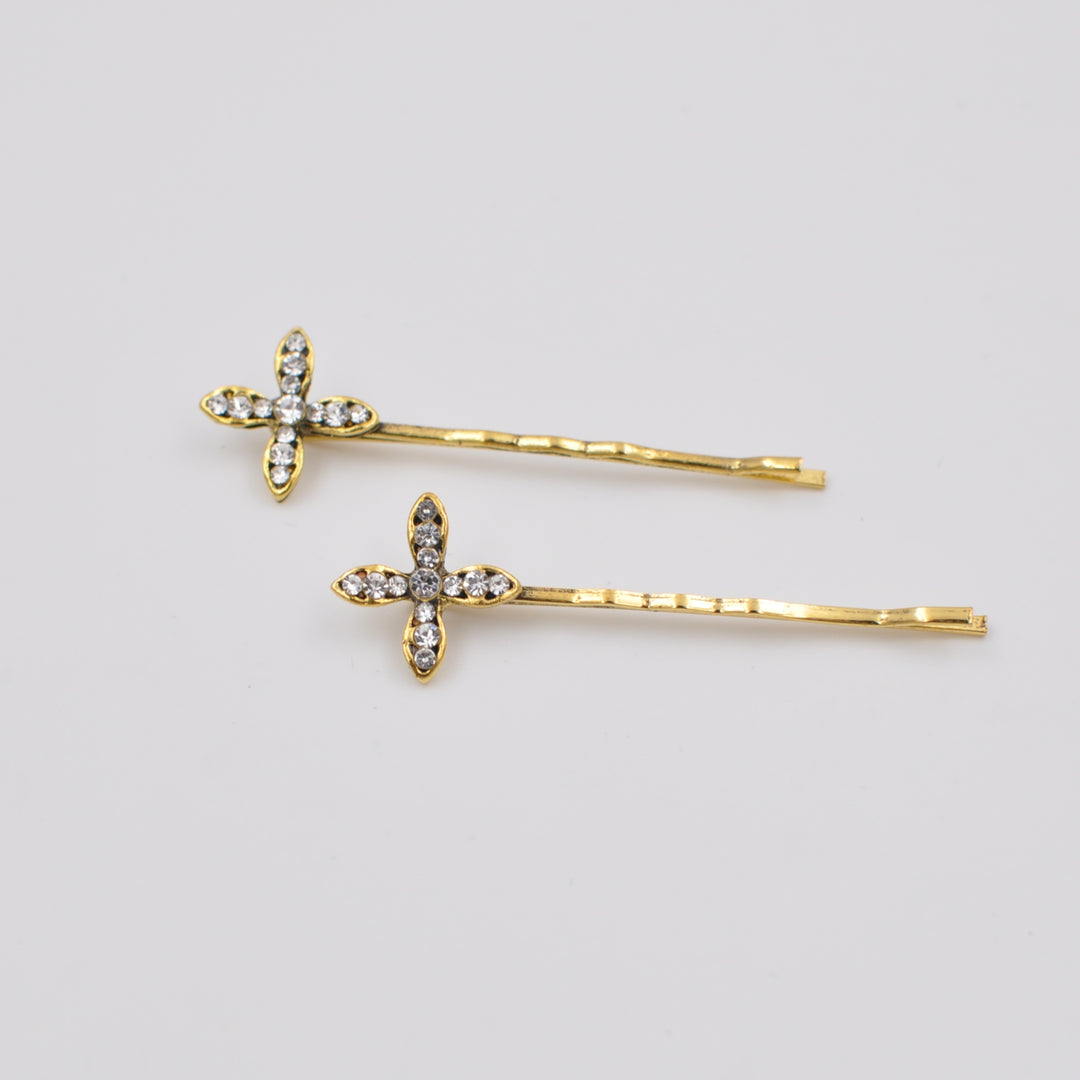 gold hair slides with diamante