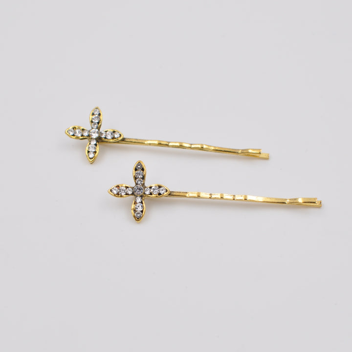 gold hair slides with diamante