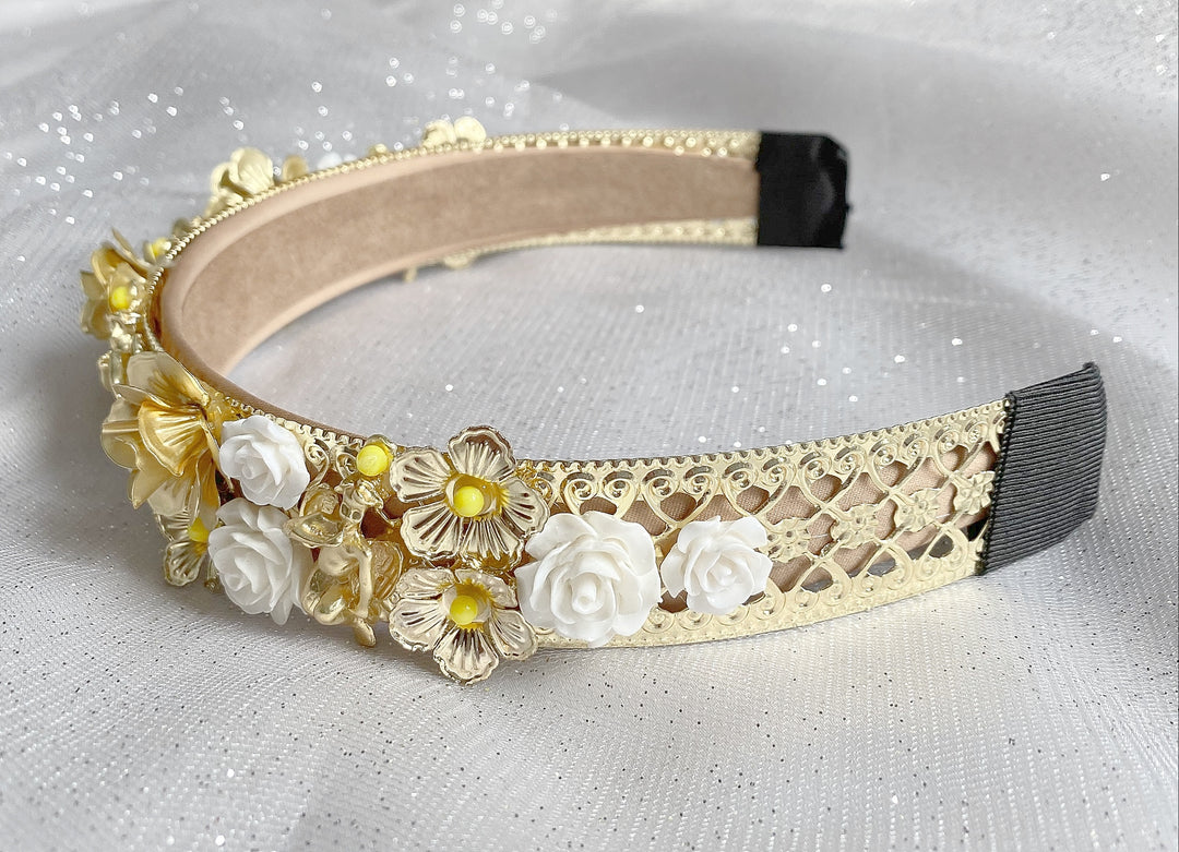 gold headpiece alice band for wedding