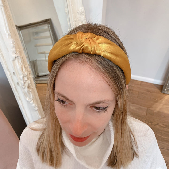 gold knot headband hair down