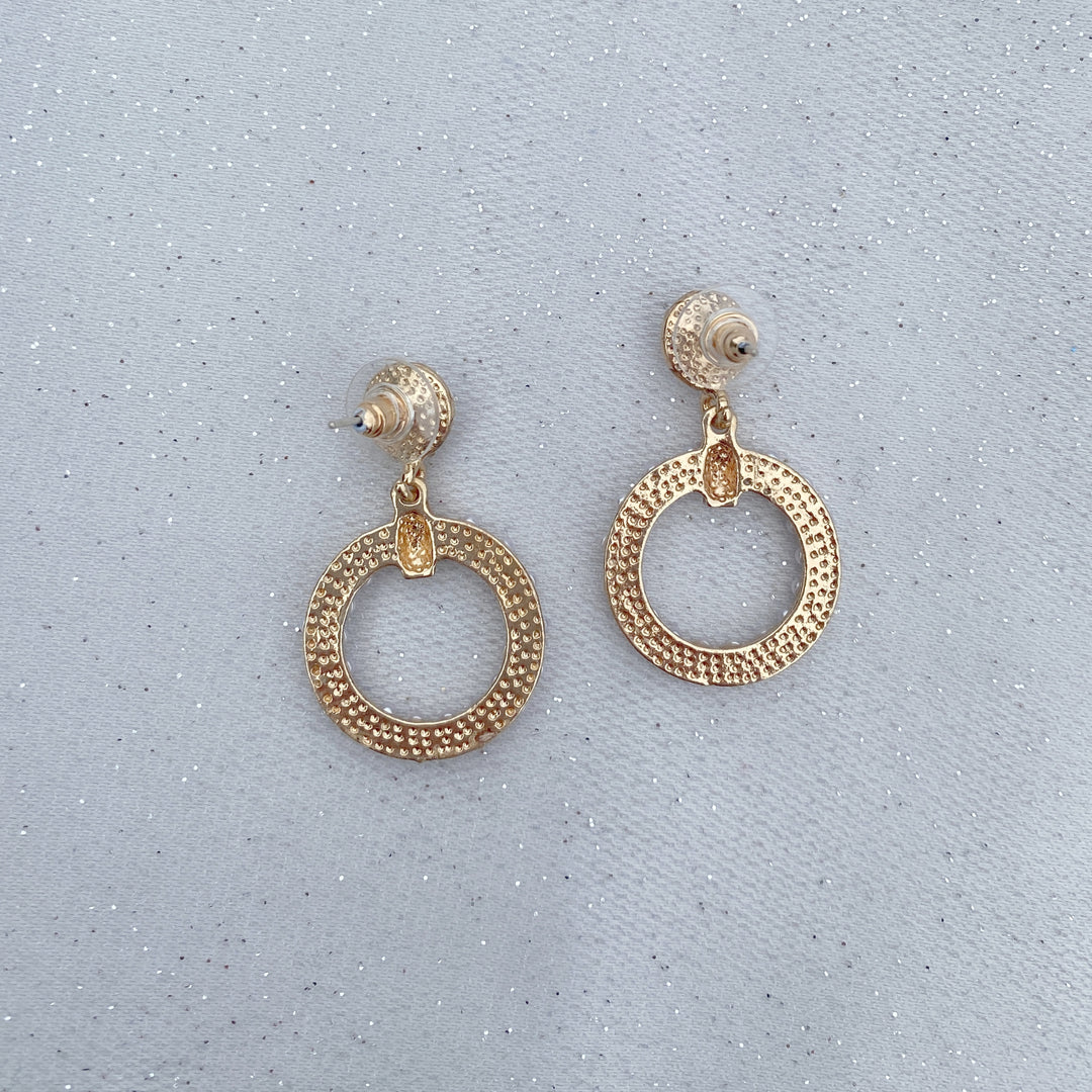 gold pearl earrings circular