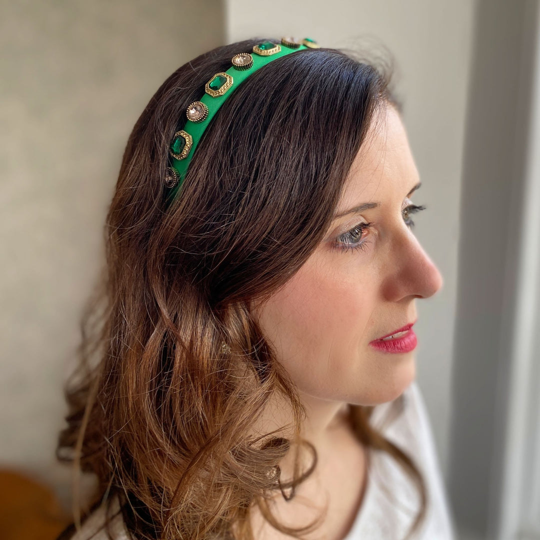 green headband emerald green headband vintage hair band hair down wedding