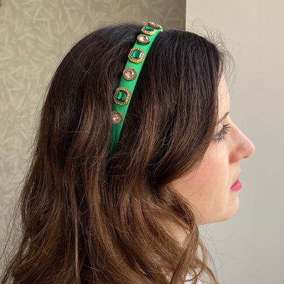 green headband emerald green headband vintage hair band hair down