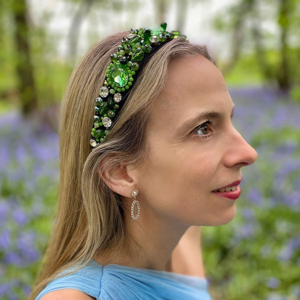 Green Headband Jewelled Headband with Crystal | Green  display picture 2