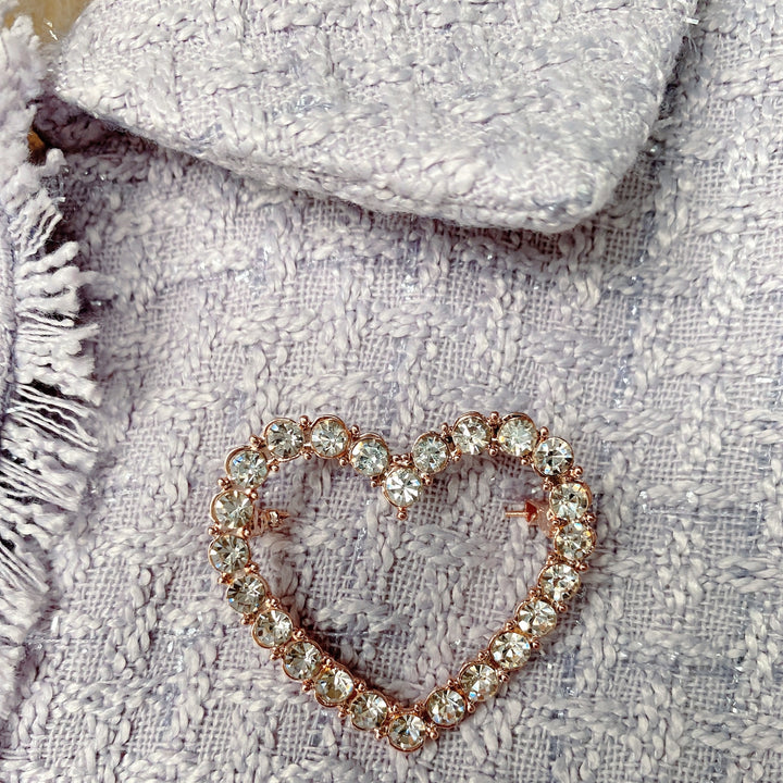 Heart Brooch with Crystal Diamante Heart