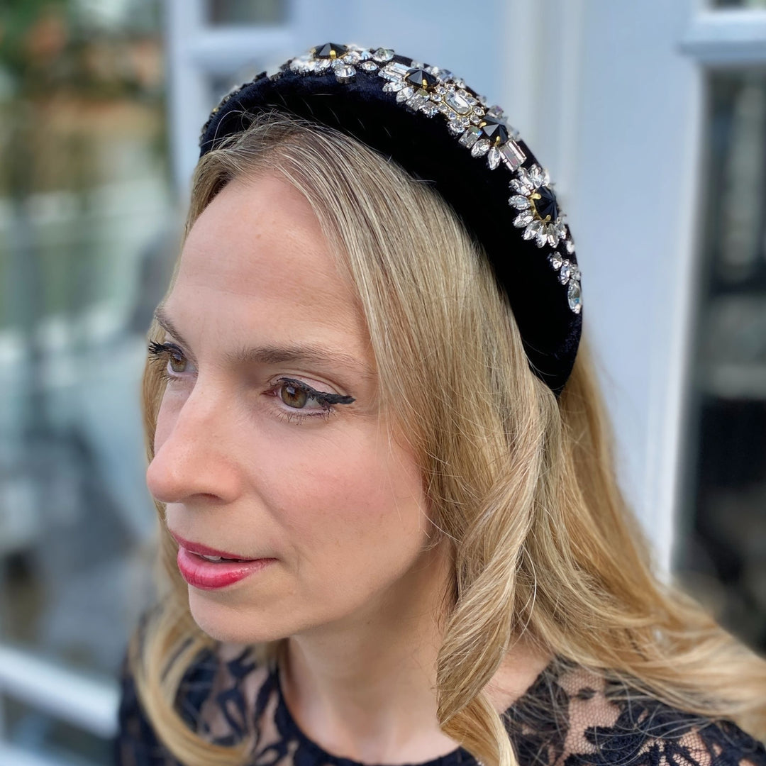 jewelled headband black padded headband hair down