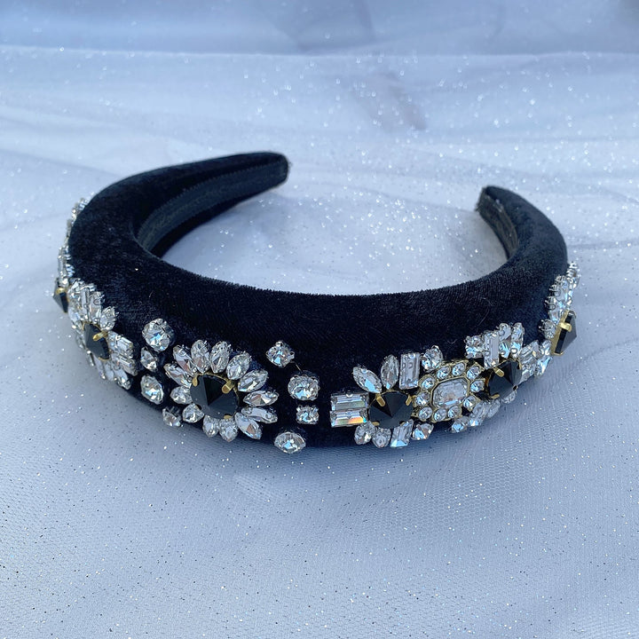 jewelled headband padded headband in crystal floral design