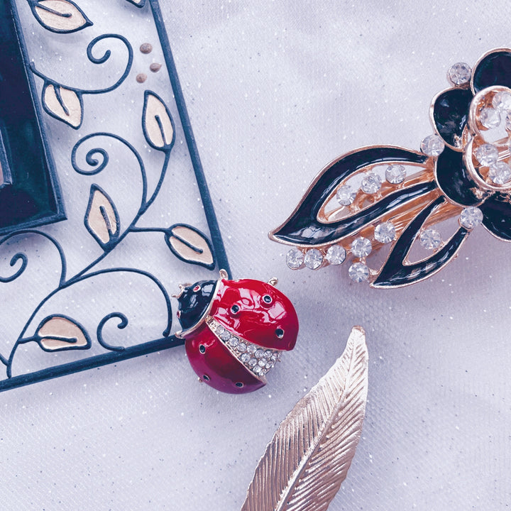 ladybird brooch red enamel