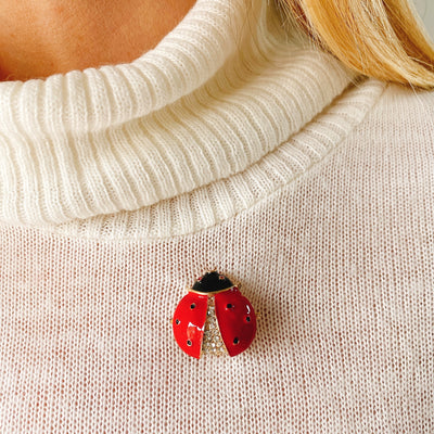 ladybird brooch in red