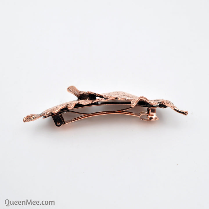 leaf hair barrette rose gold grip