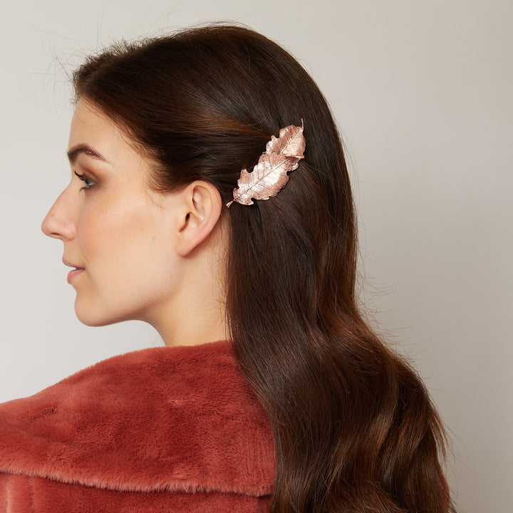 leaf hair barrette for wedding guest