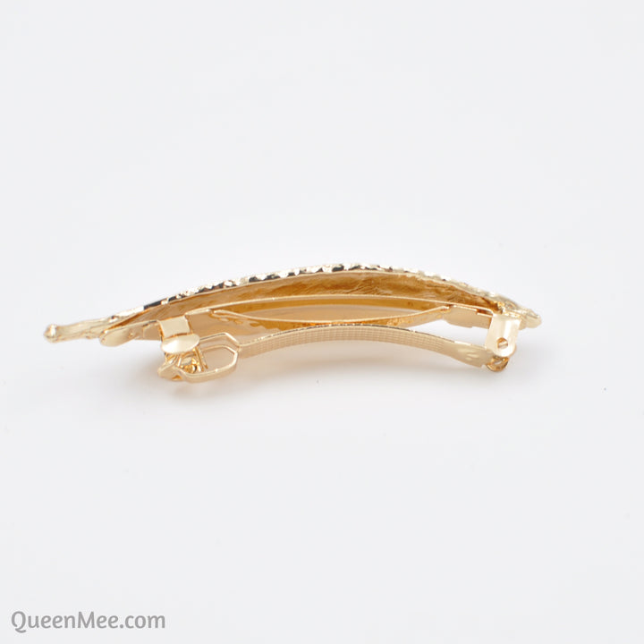 leaf hair clip in gold barrette