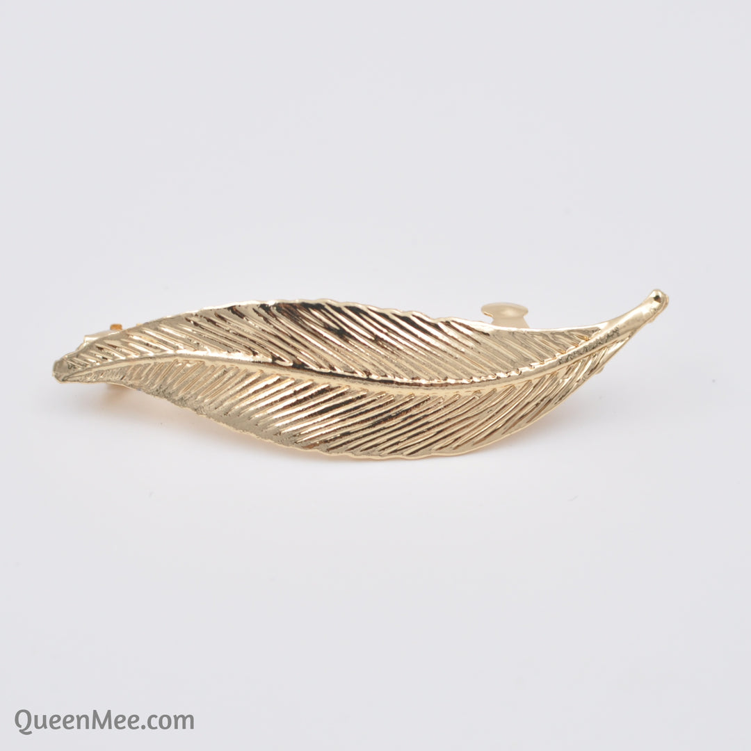 leaf hair clip in gold