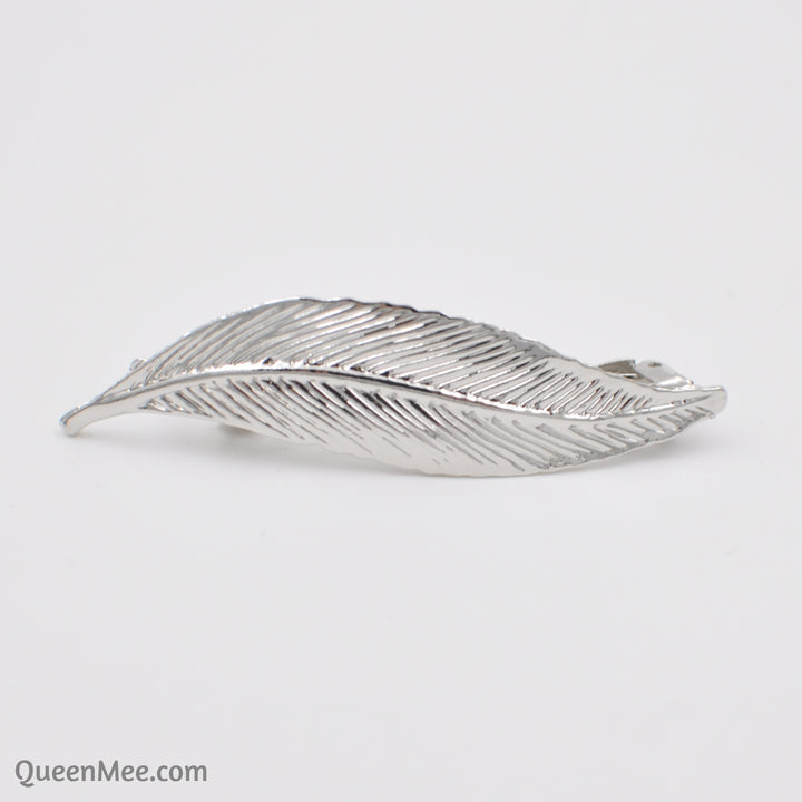 leaf hair clip in silver