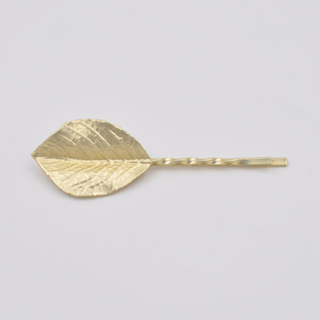 leaf hair clips set matte gold