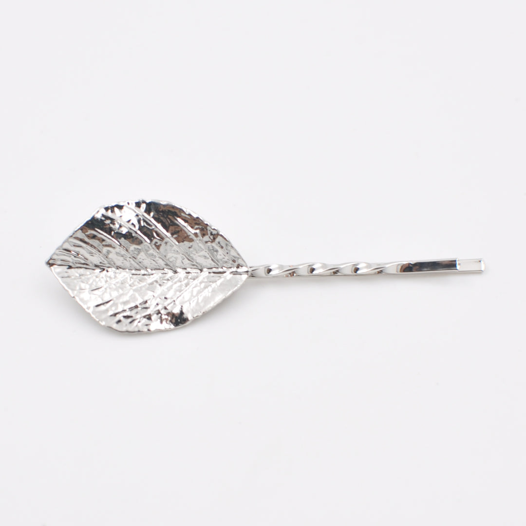 leaf hair clips set silver leaf