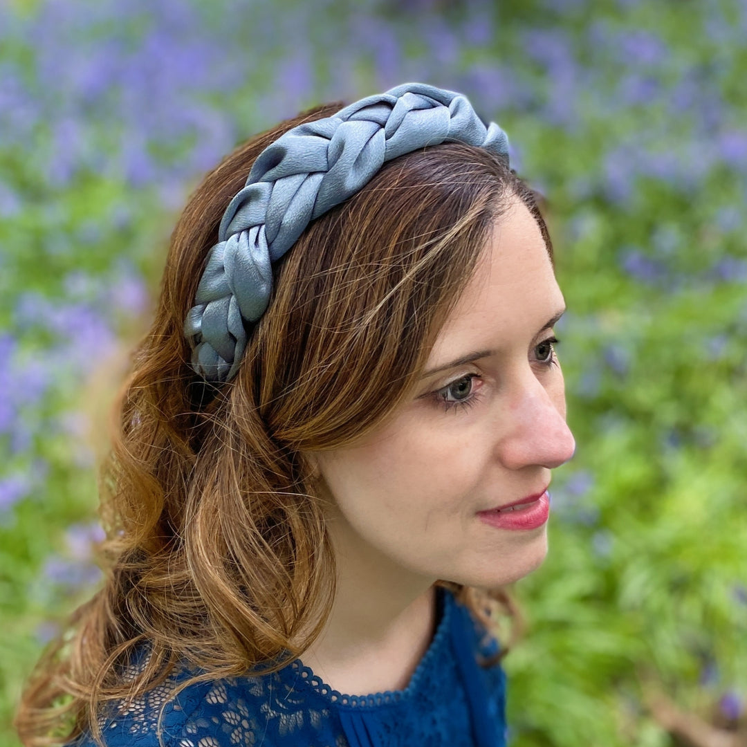 light blue headband braided bridesmaid wedding headband