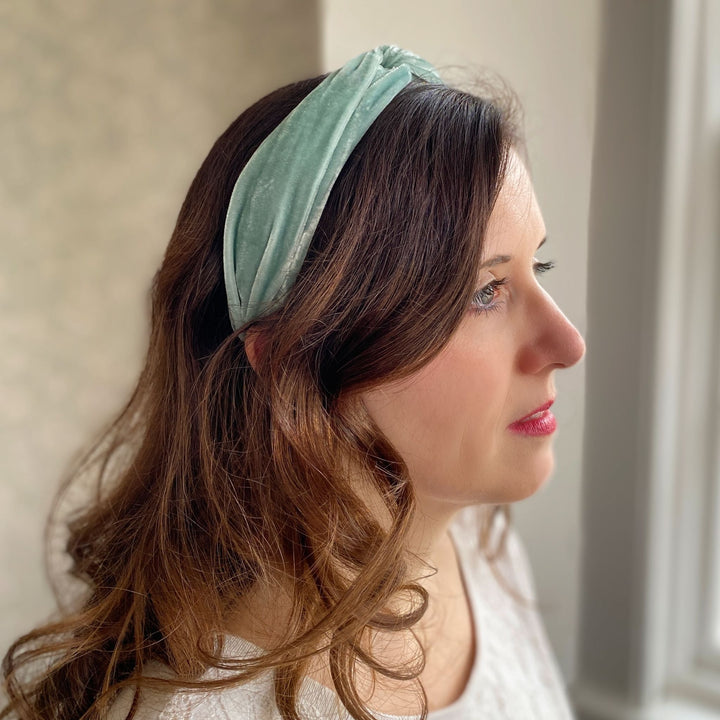 light blue headband velvet headband knot hair band