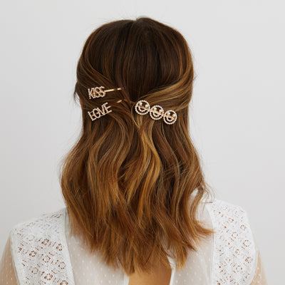 love hair clip pearl set for wedding