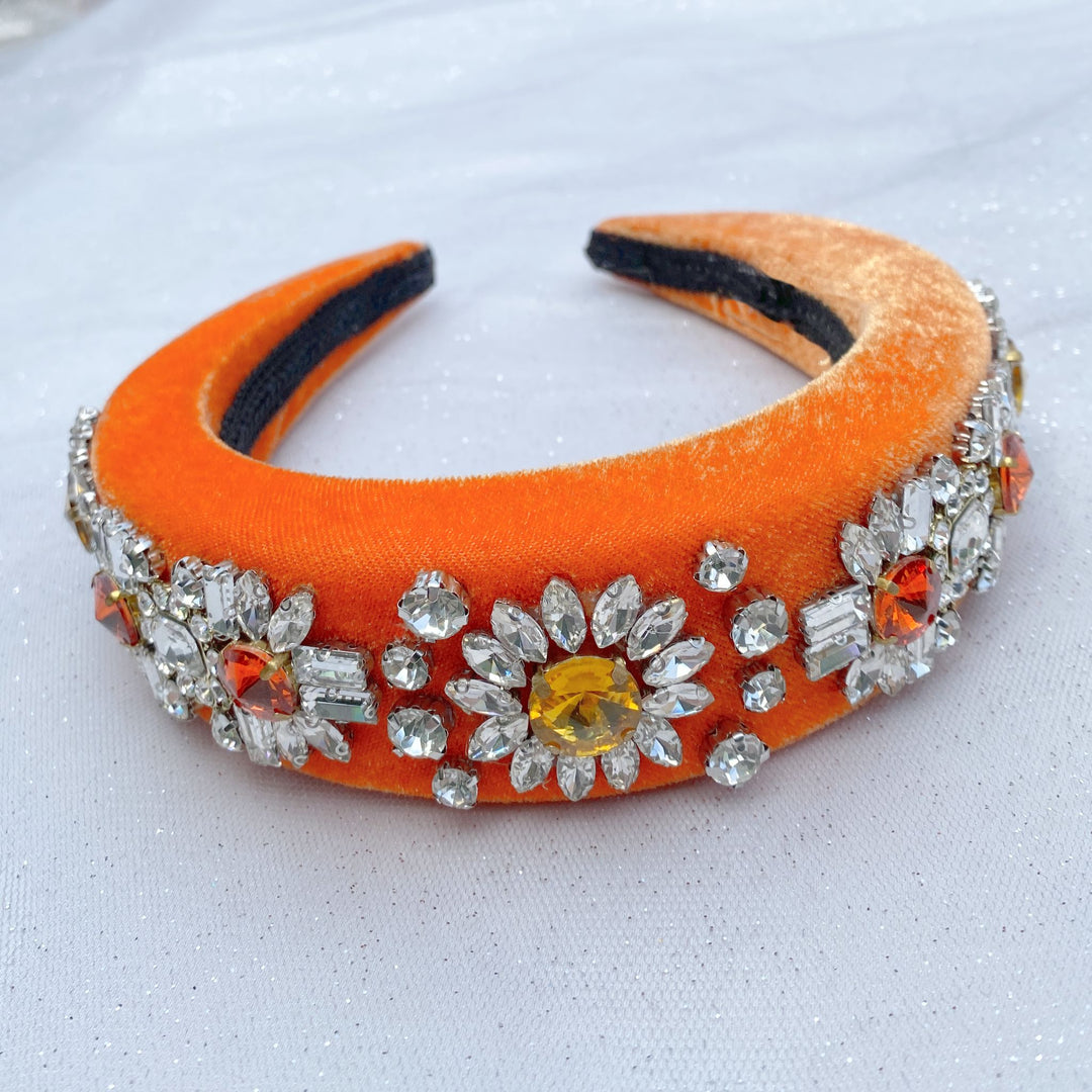 orange jewelled headband wedding guest headpiece