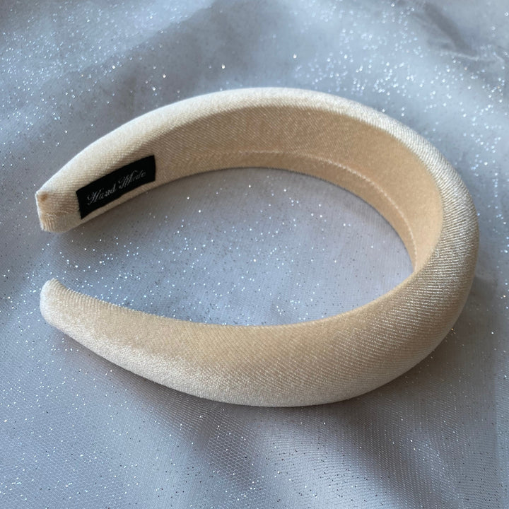 padded headband velvet in ivory hand made