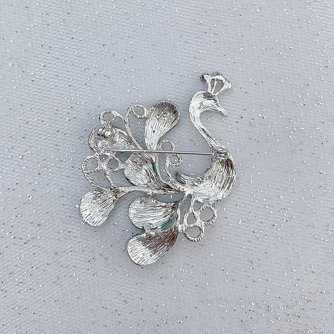 peacock brooch silver pin