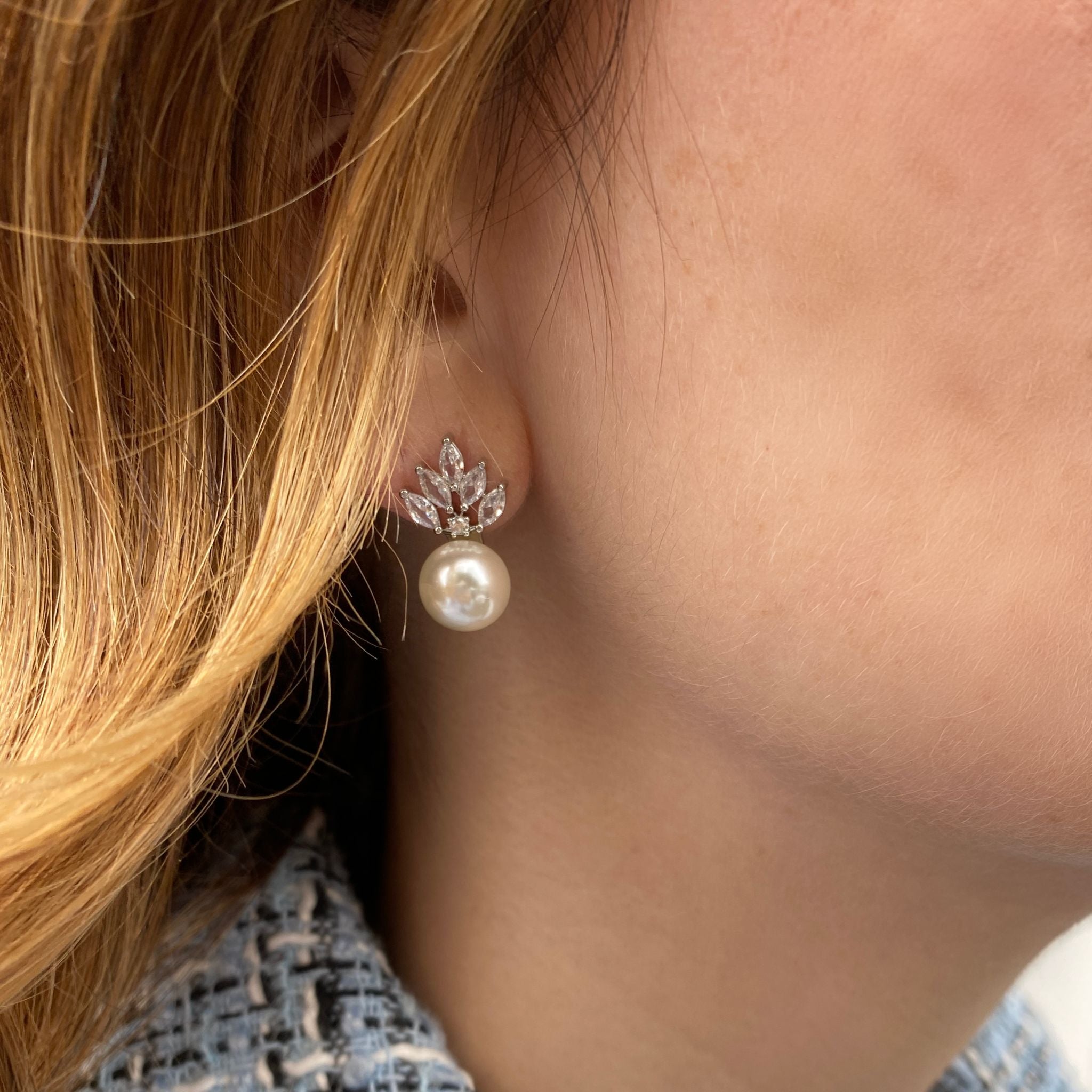 Crystal and pearl drop earrings deals