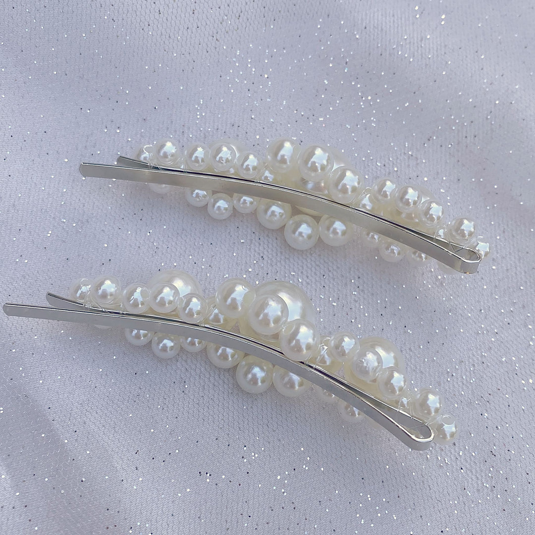 pearl hair slides large wedding hair clips set in silver