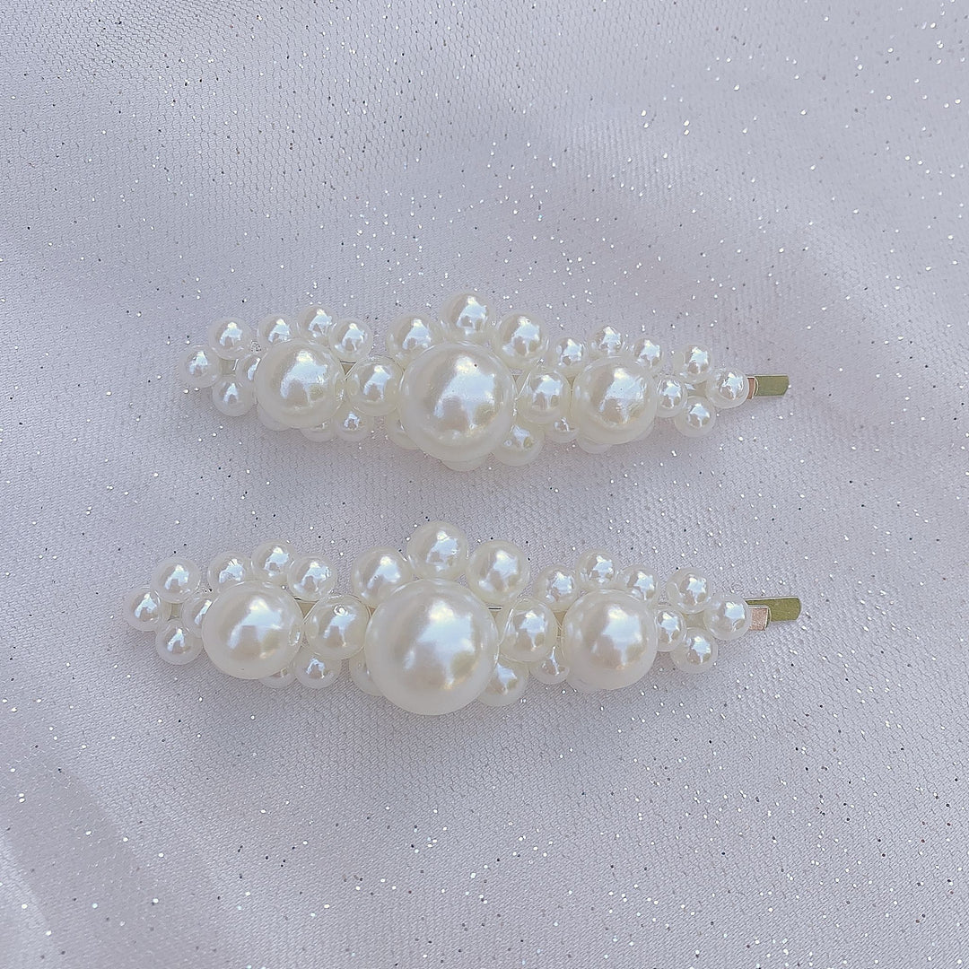 pearl hair slides large wedding hair clips silver