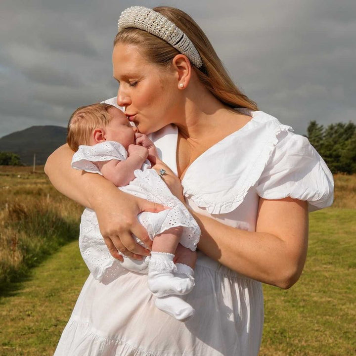 pearl padded headband for christening