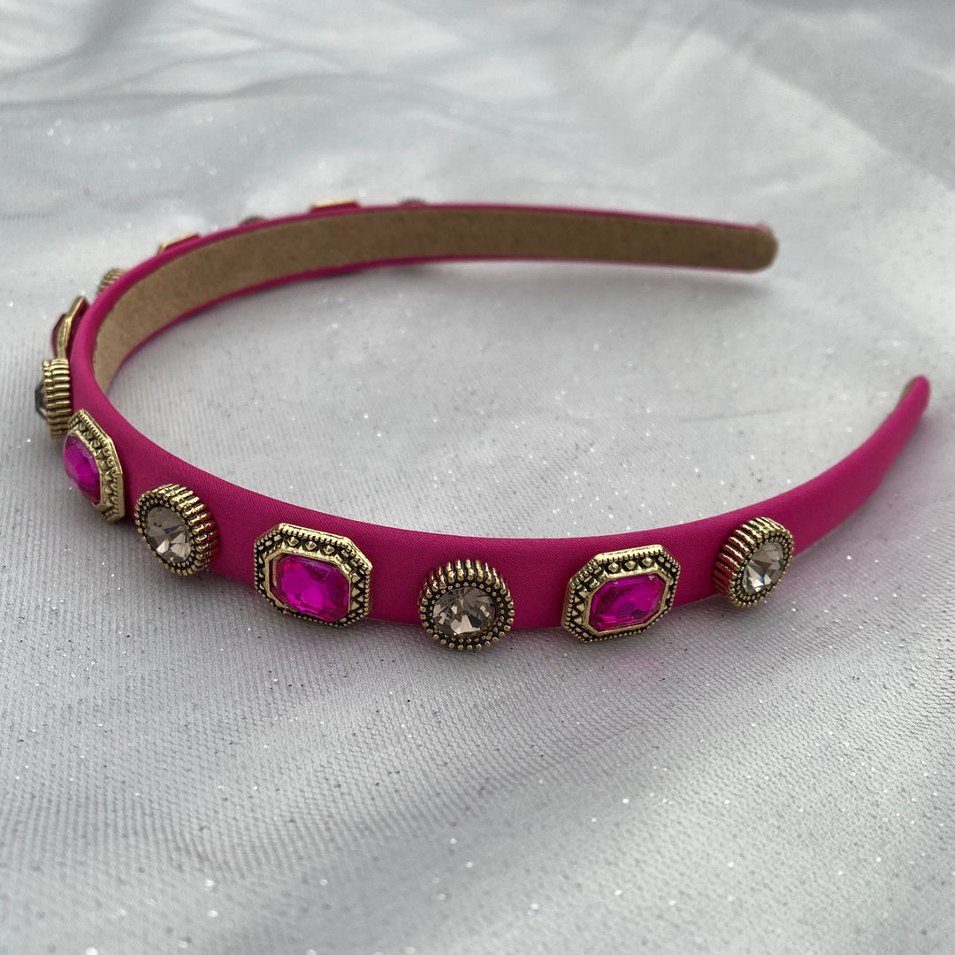 pink headband hot pink gold party hair band