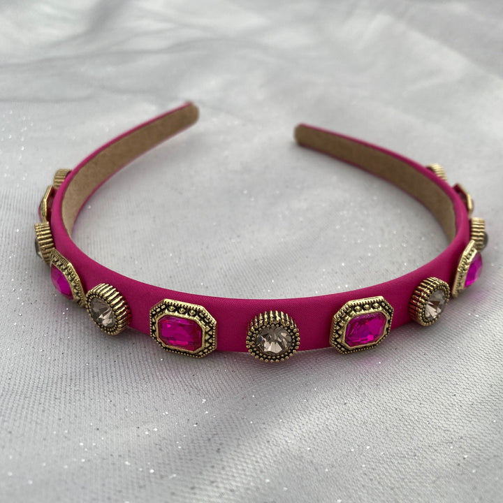 pink headband jewelled headband fuscia