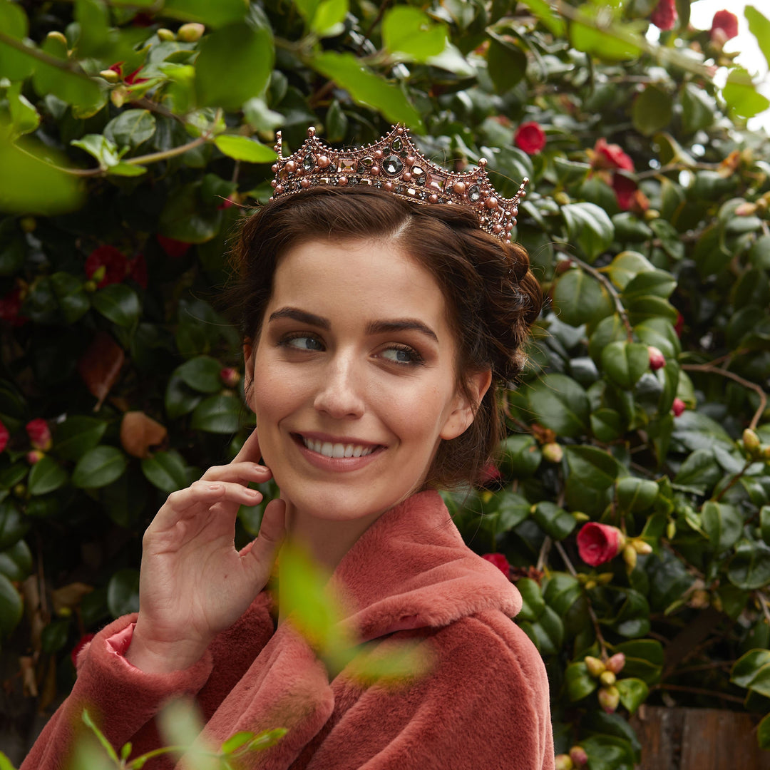 rose gold crown worn with braided updo