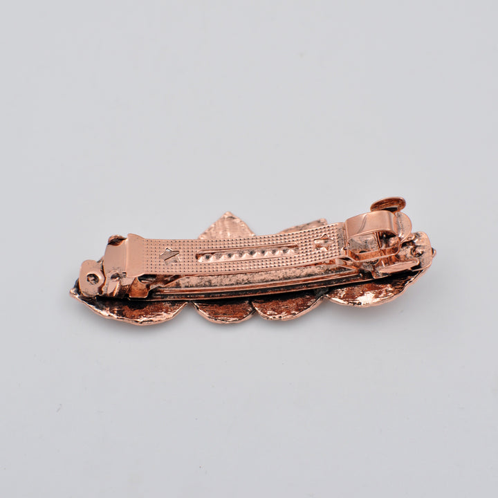 rose gold hair clip leaf back