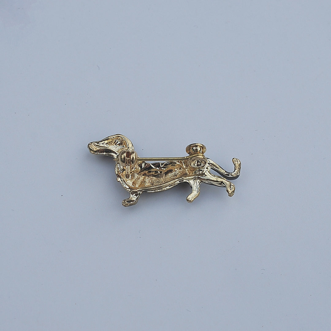 sausage dog brooch dachshund gold pin