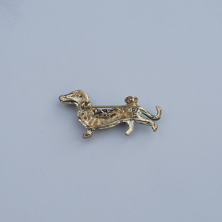 sausage dog brooch dachshund gold pin