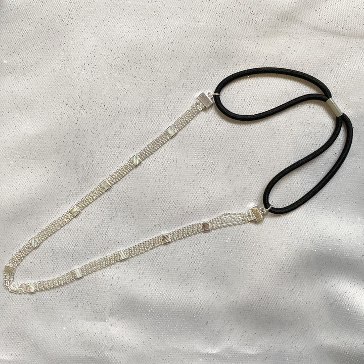 silver chain headband with elastic