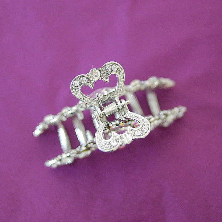 silver claw hair clip with crystal