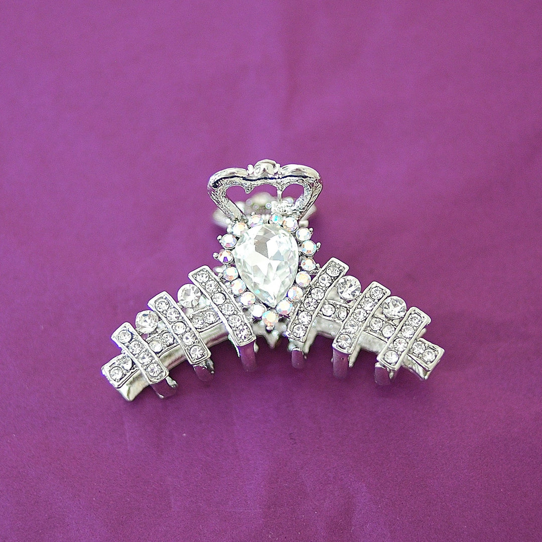 silver claw hair clip with diamante