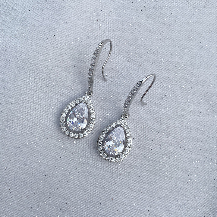 silver earrings long drop earrings wedding earrings