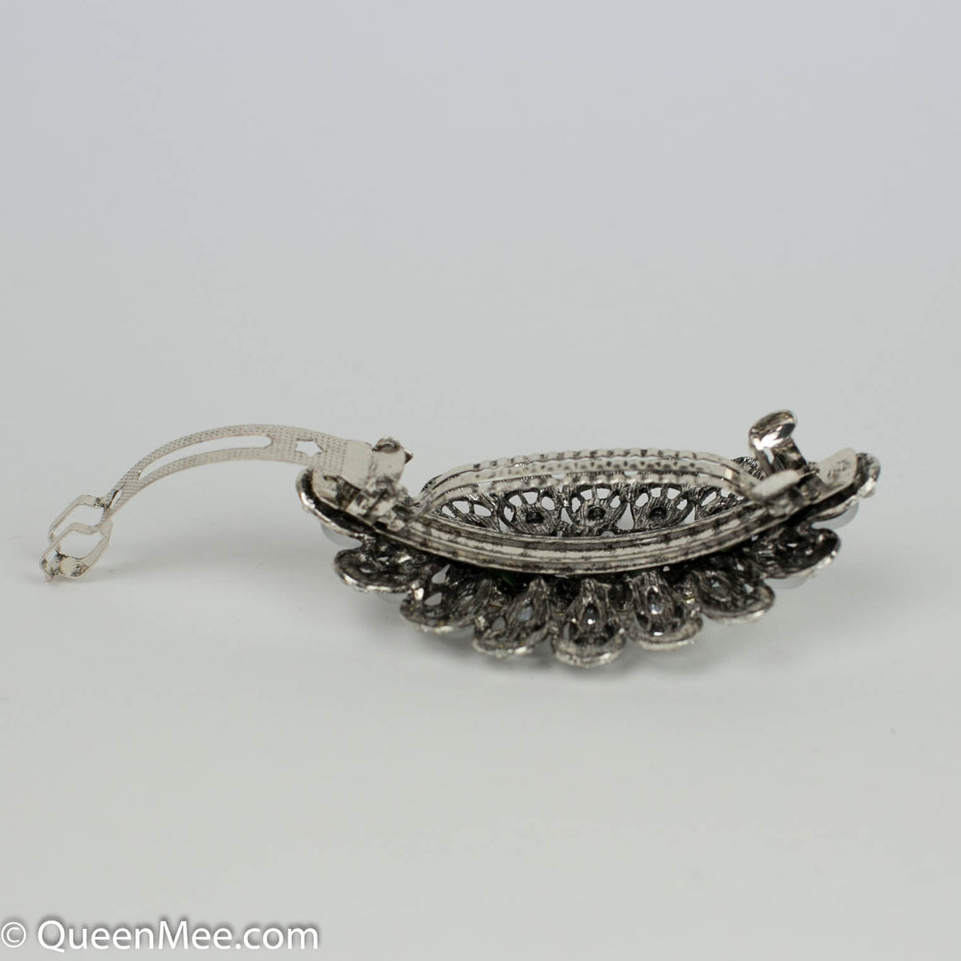 silver hair clip barrette open