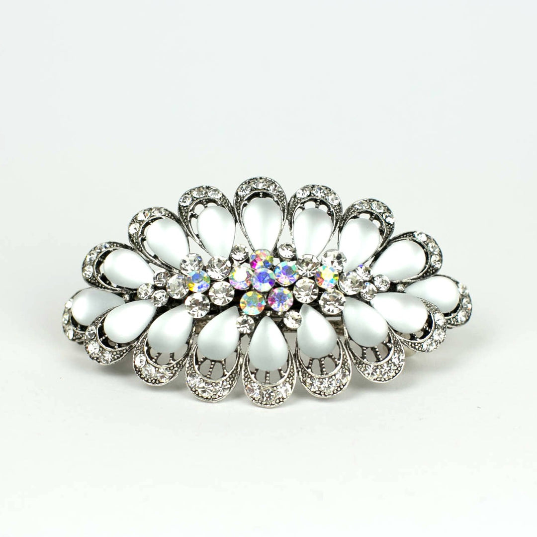 silver hair clip with rhinestone